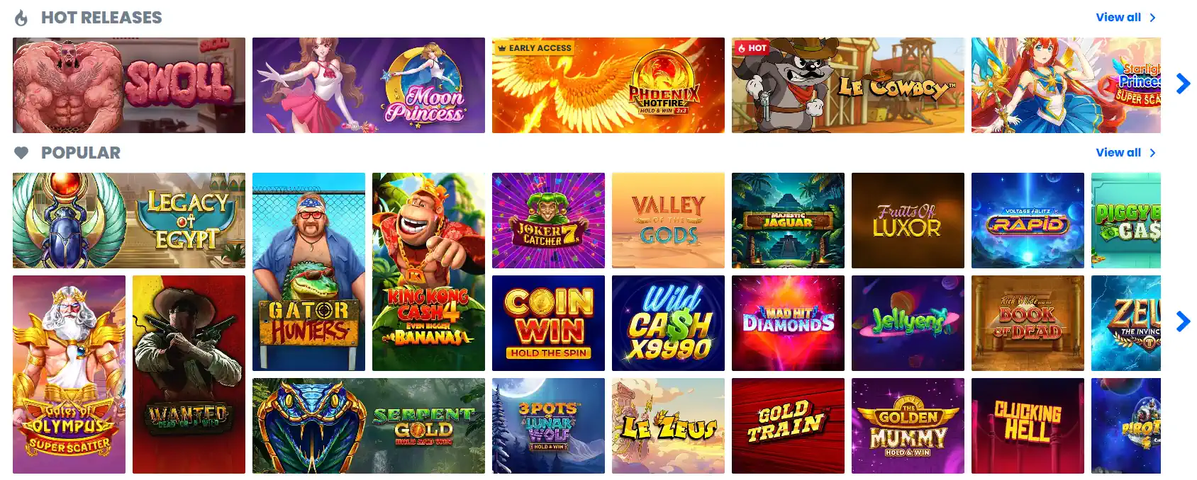 30Bet hete releases en populaire online game miniaturen.